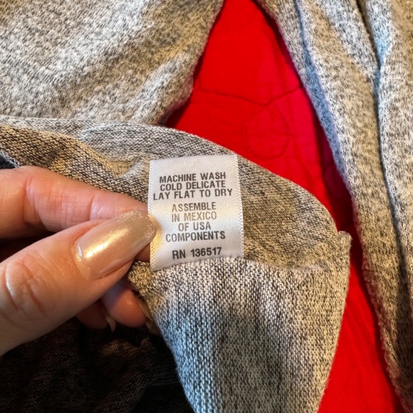 Loveappella Heather Grey cowl neck, asymmetrical sweater in large - Picture 5 of 10